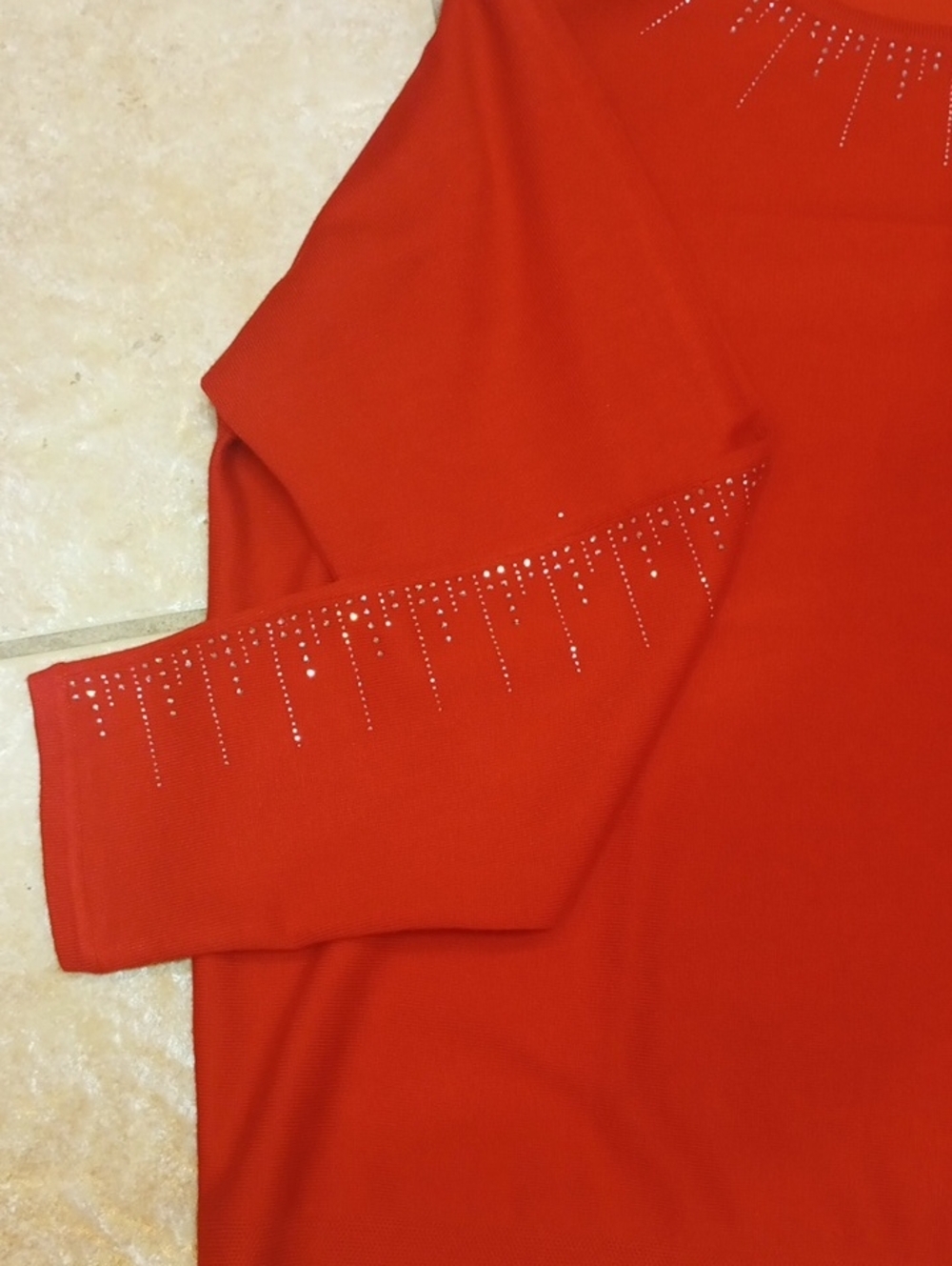 Adrienne Vittadini Red Embellished Women's Sweater - Picture 9 of 10
